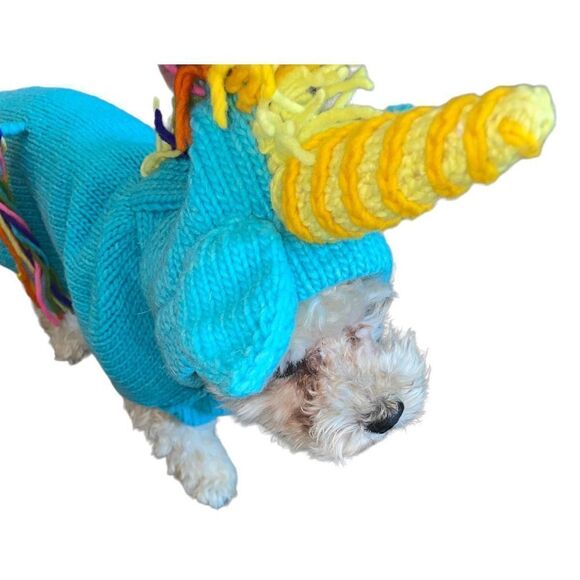 Hand Knit Custom Doggie Unicorn Sweater - Picture 1 of 13